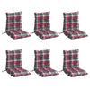 Cojines de silla Vidaxl 6 PCS Patrón de ventana baja de la espalda Oxford Fabric Red
