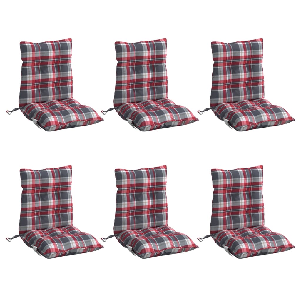 Cojines de silla Vidaxl 6 PCS Patrón de ventana baja de la espalda Oxford Fabric Red