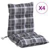 Cojines de silla Vidaxl 4 pcs patrón de ventana baja de la espalda oxford tela gris