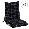 Cojines de silla Vidaxl 2 pcs Patrón de ventana baja de la espalda Oxford Fabric Negro