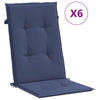 Cuscini di sedia Vidaxl 6 St High posteriore Dust Marine Blu