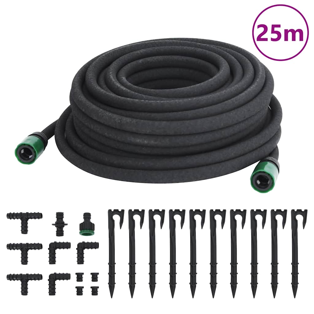 Vidaxl DRIP HOSE 0.6 '' 25 m in gomma nera