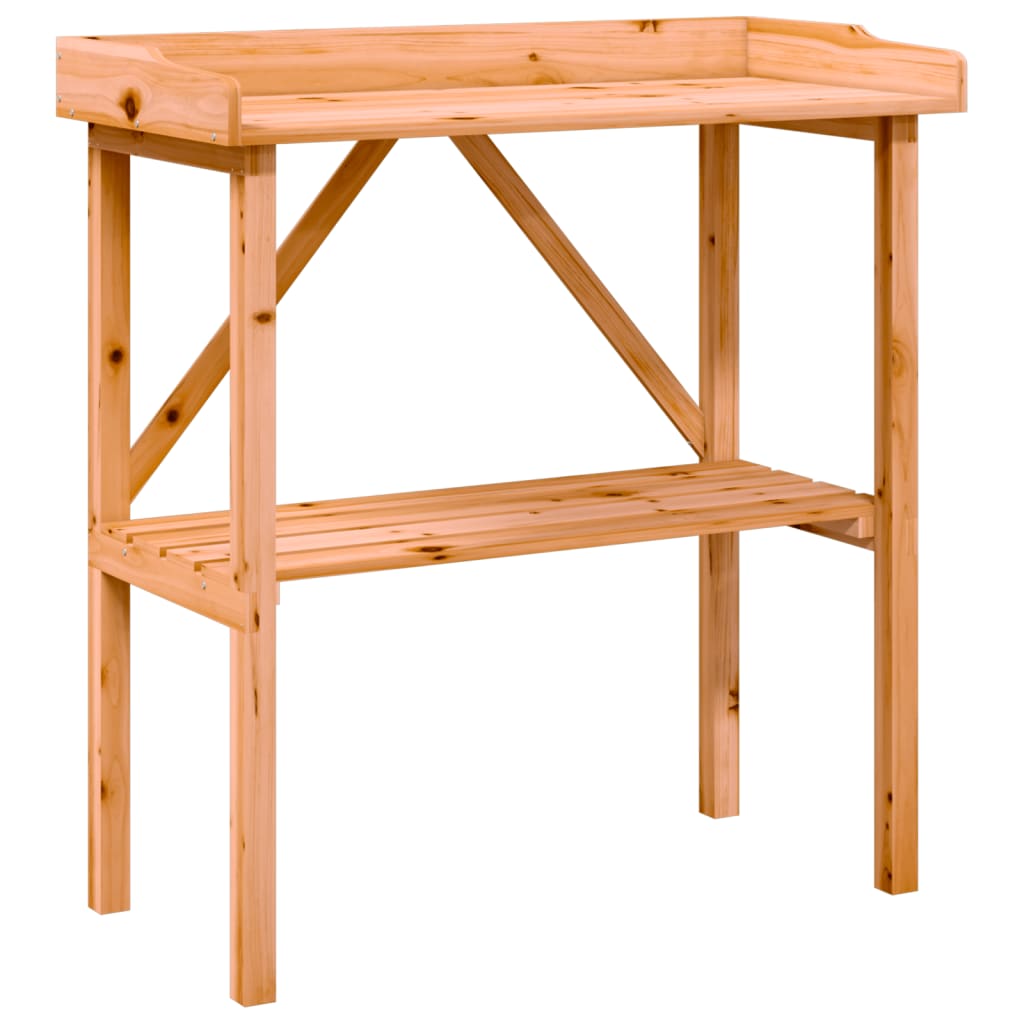 Table de planta Vidaxl con estante 78x38x82.5 cm de pino marrón