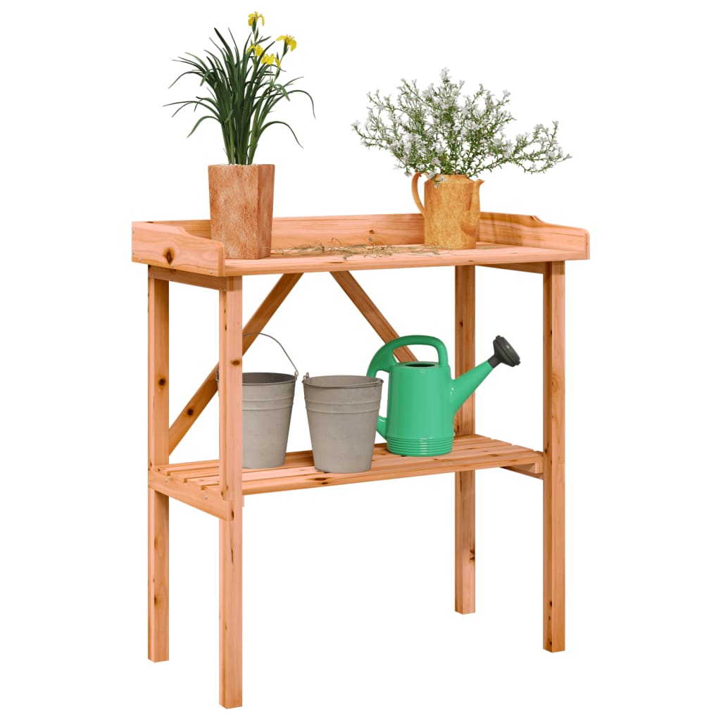 Table de planta Vidaxl con estante 78x38x82.5 cm de pino marrón