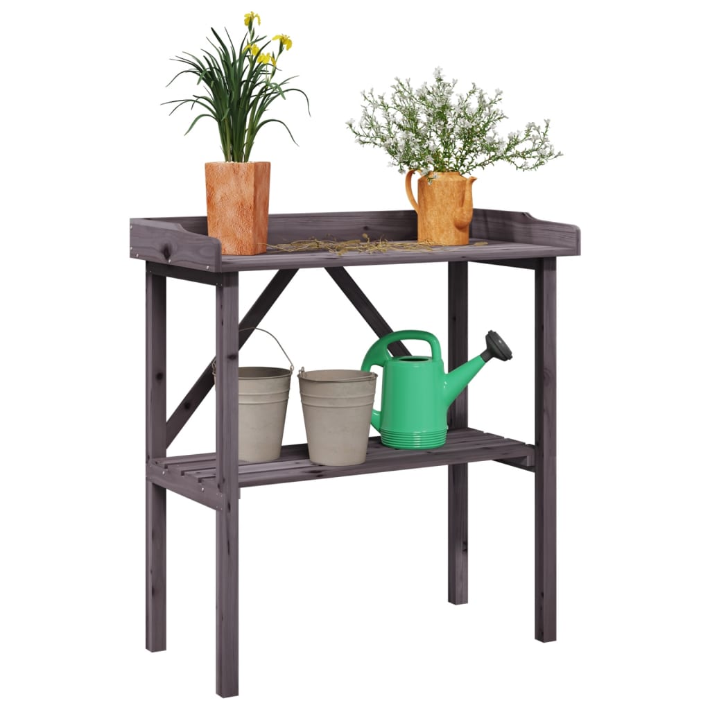 Tavolo per piante Vidaxx con ripiano 78x38x82,5 cm in legno di pino grigio