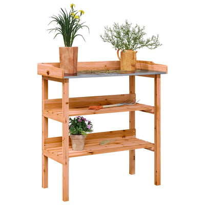 Vidaxl plantentafel met schappen 78x38x82,5 cm vurenhout bruin