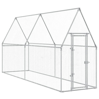 Vidaxl Chicken Coop 400x100x190 cm de acero galvanizado de color plateado