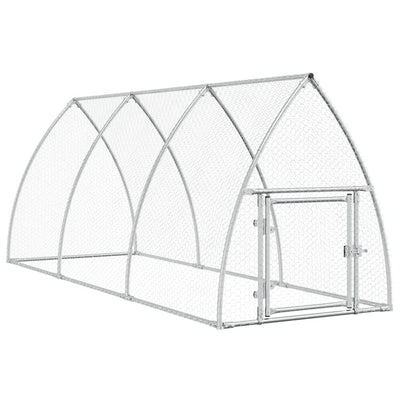 Vidaxl Chicken Coop 300x1055x120 cm de acero galvanizado de color plateado