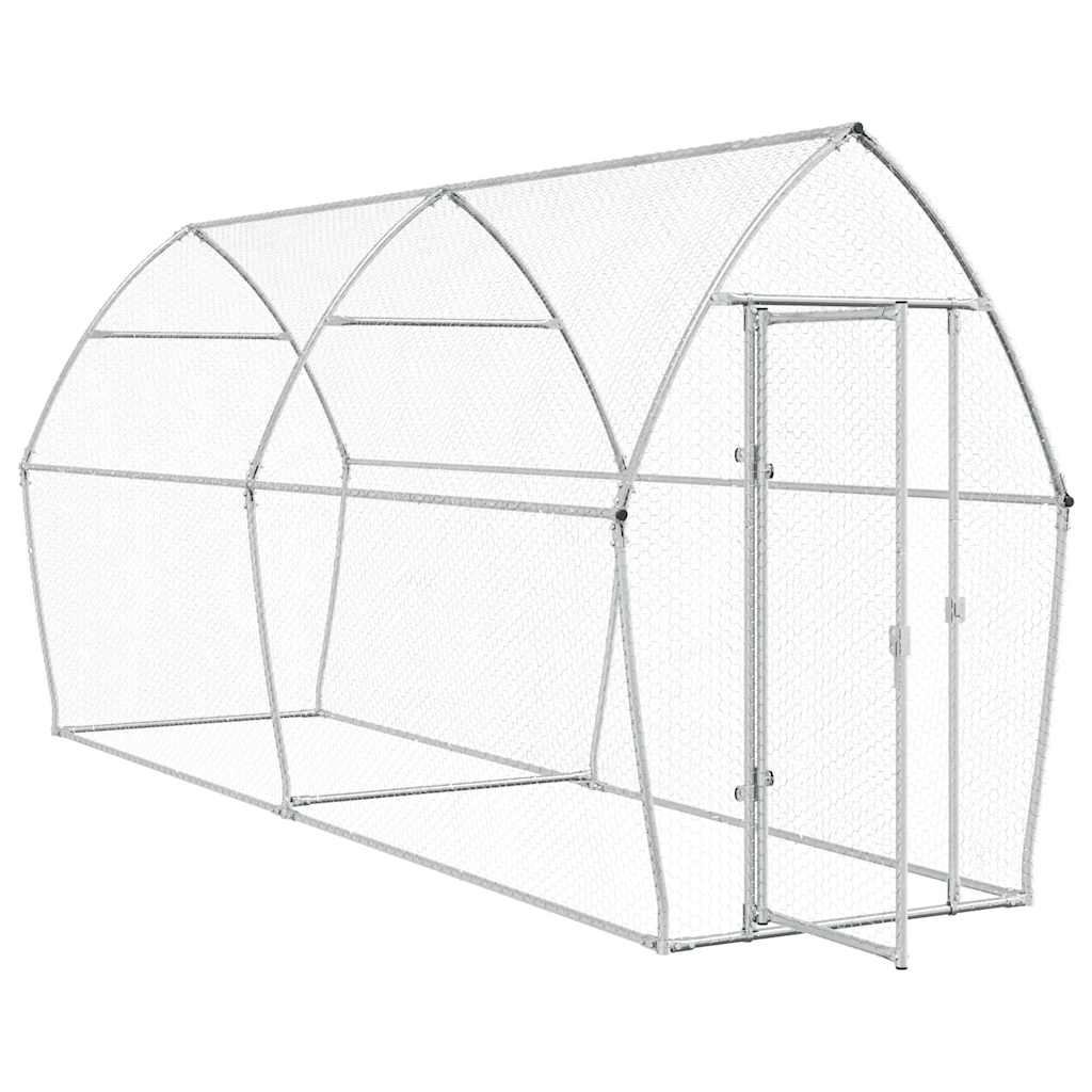 Vidaxl Chicken Coop 400x105x182 CM Galvanized Steel Silver