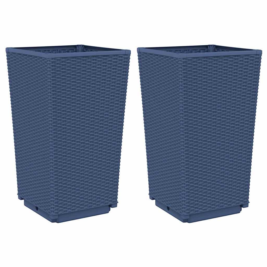 Vidaxl plantenbakken 2 st 32,5x32,5x57 cm polypropeen blauwgrijs