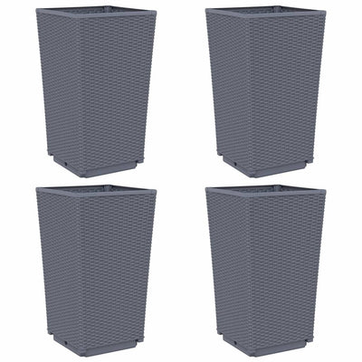 Vidaxl fioriere 4 ST 32.5x32.5x57 cm grigio polipropene