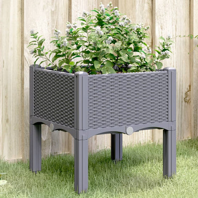 Vidaxl plantenbak met poten 40x40x42 cm polypropeen grijs