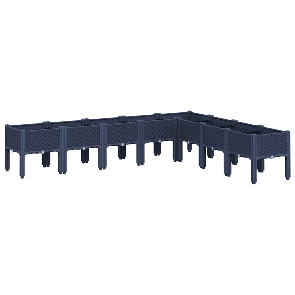 Fioriera Vidaxx con gambe 200x160x42 cm in polipropilene blu-grigio