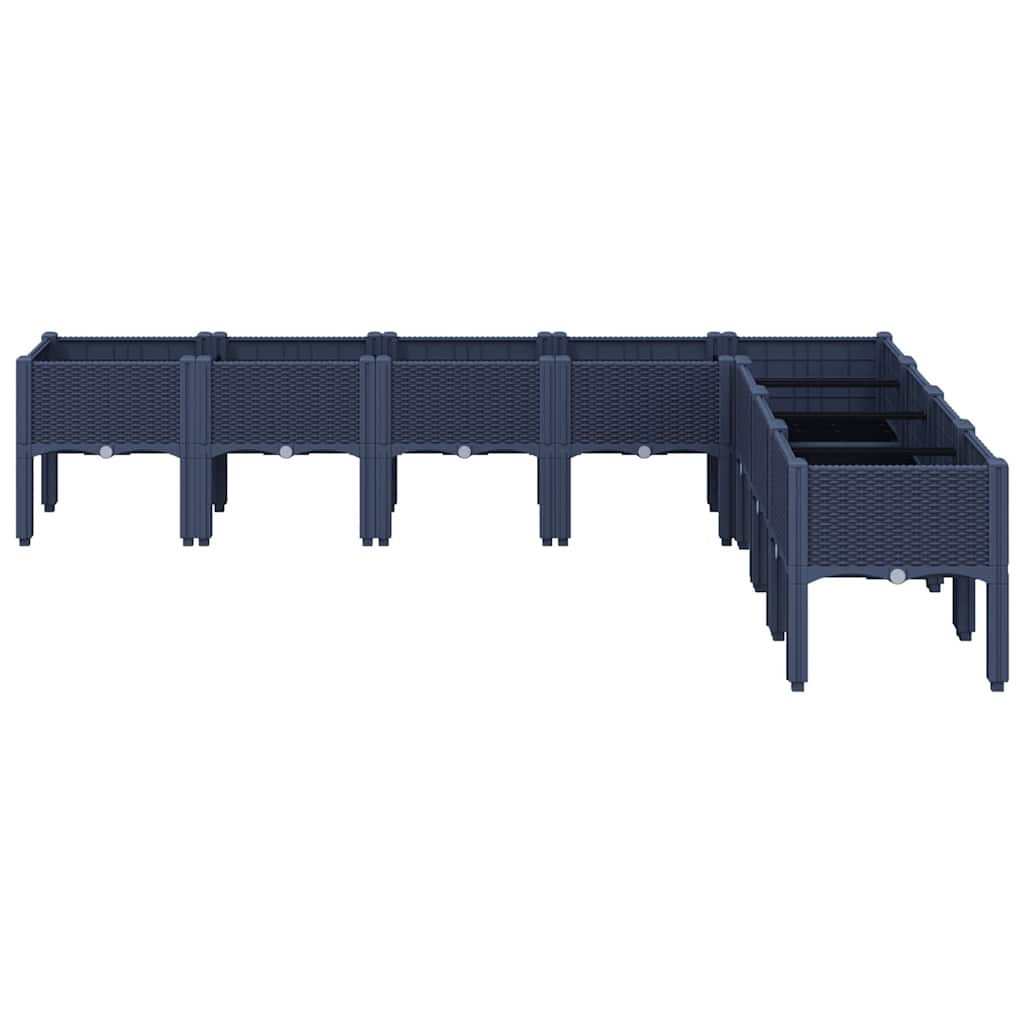 Fioriera Vidaxx con gambe 200x160x42 cm in polipropilene blu-grigio