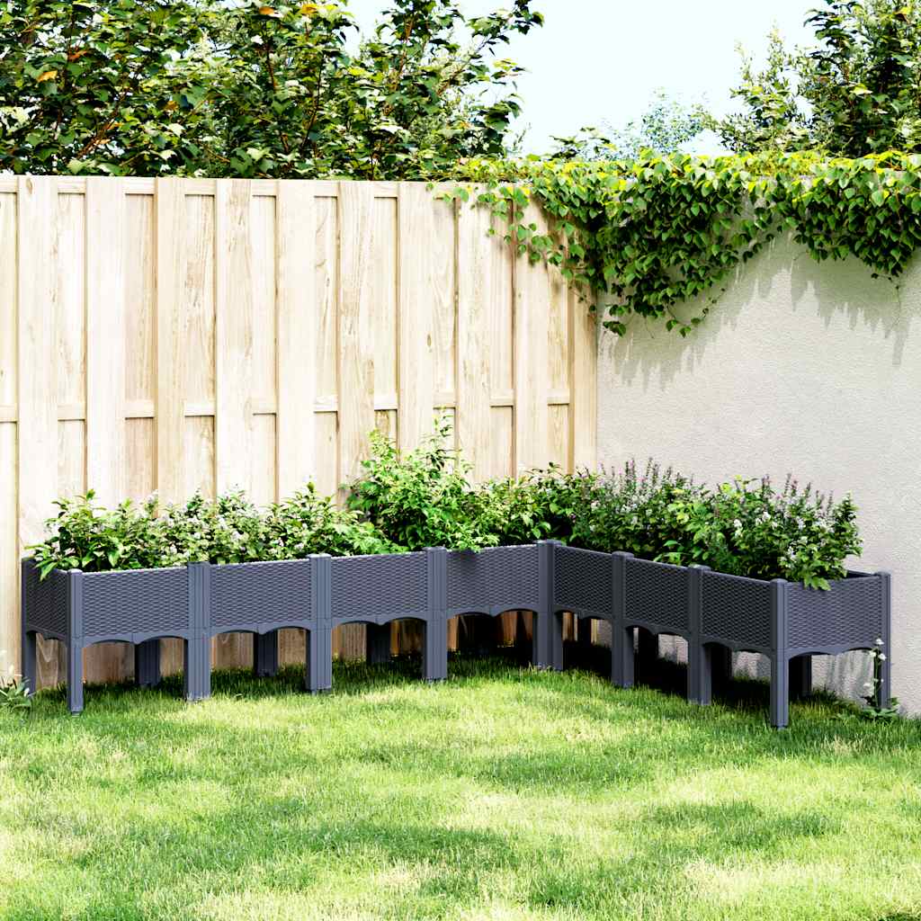 Fioriera Vidaxx con gambe 200x160x42 cm in polipropilene blu-grigio