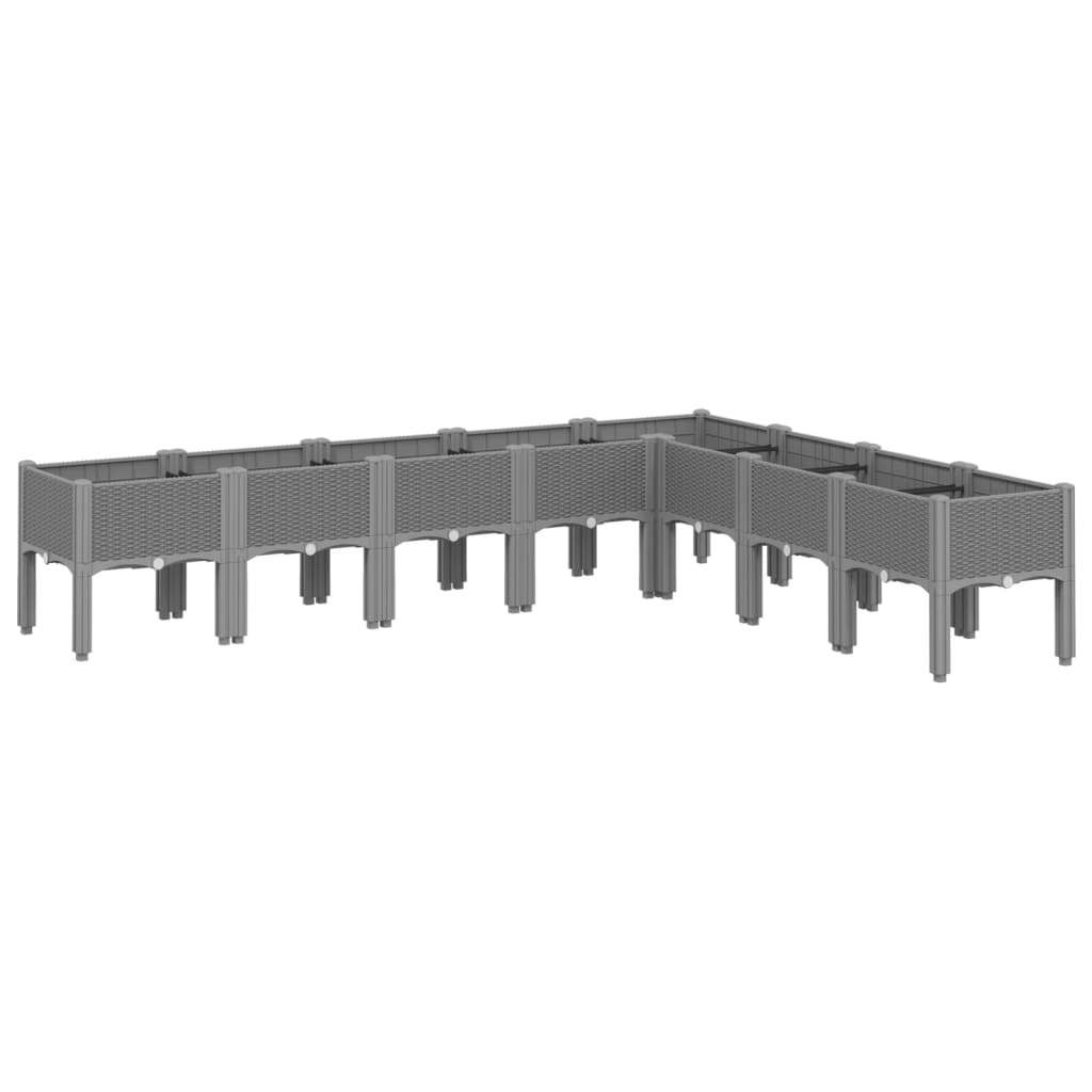 Vidaxl plantenbak met poten 200x160x42 cm polypropeen lichtgrijs