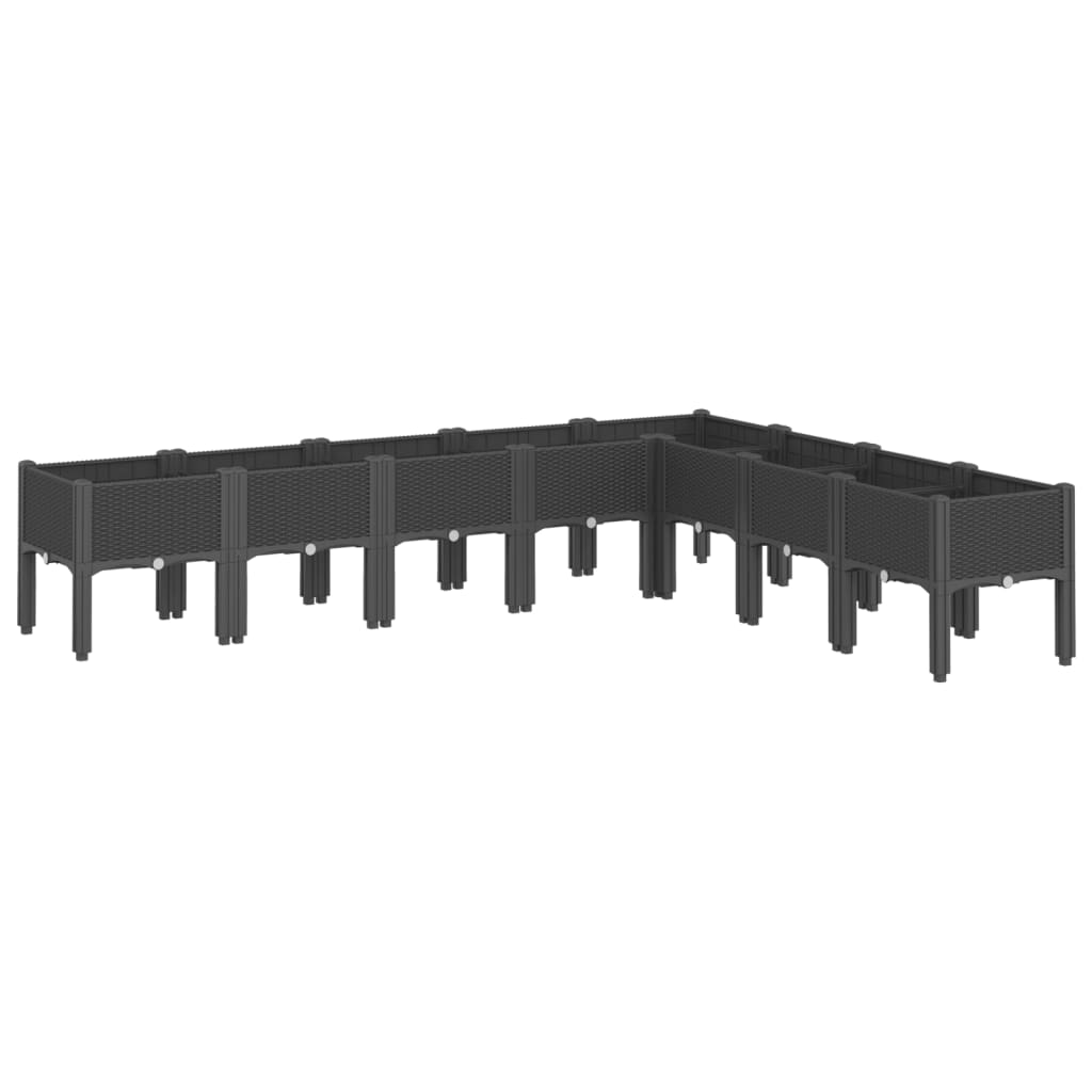 Fioriera Vidaxx con gambe 200x160x42 cm in polipropilene nero