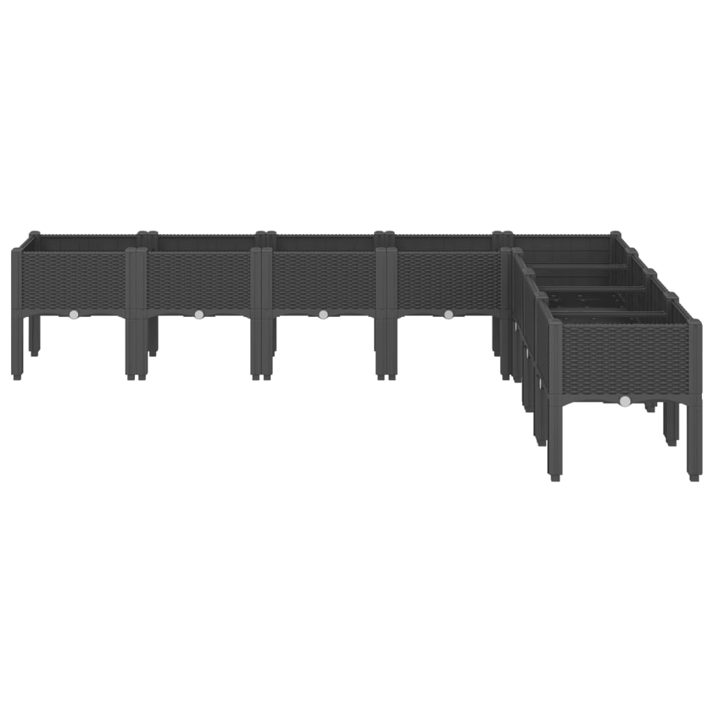Fioriera Vidaxx con gambe 200x160x42 cm in polipropilene nero