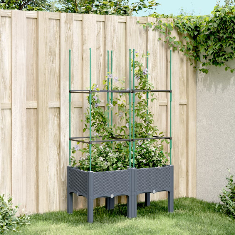 Vidaxl Plannet con slat 80x40x142.5 cm grigio polipropene