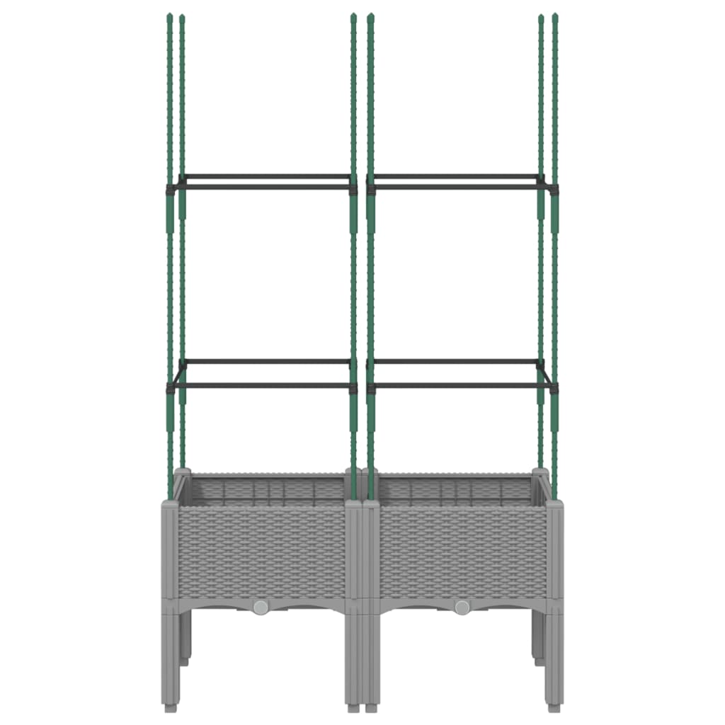 Vidaxl plantenbak met latwerk 80x40x142,5 cm polypropeen lichtgrijs