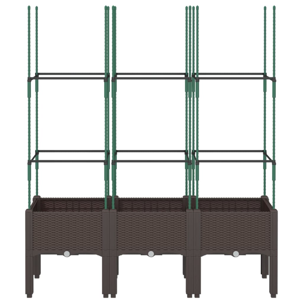 Vidaxl plantenbak met latwerk 120x40x142,5 cm polypropeen bruin