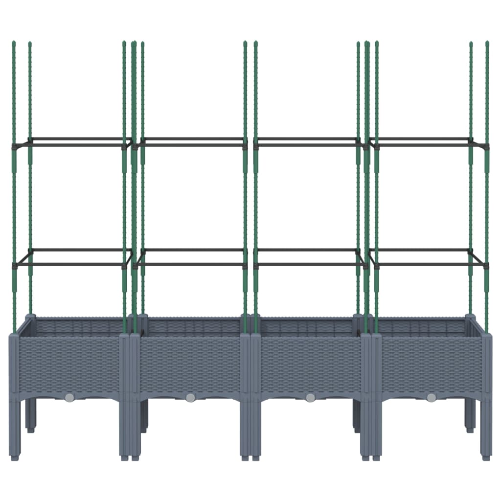 Vidaxl plantenbak met latwerk 160x40x142,5 cm polypropeen grijs