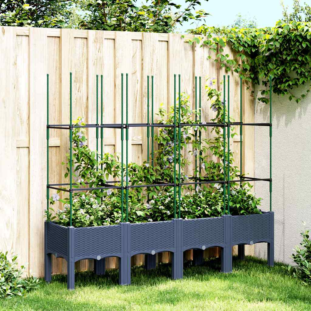 Plantera Vidaxl con Latwerk 160x40x142.5 cm Polypropene Gray