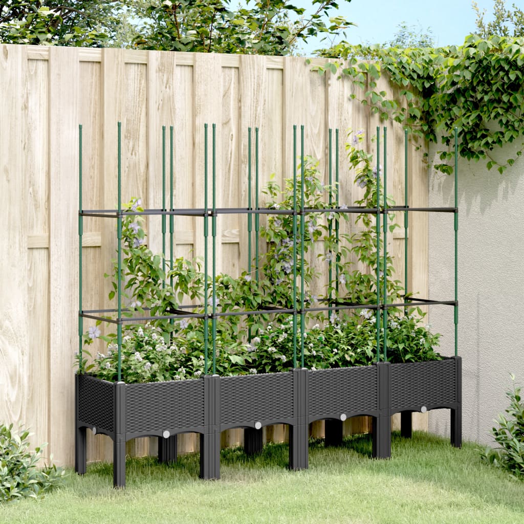 Vidaxl plantenbak met latwerk 160x40x142,5 cm polypropeen zwart