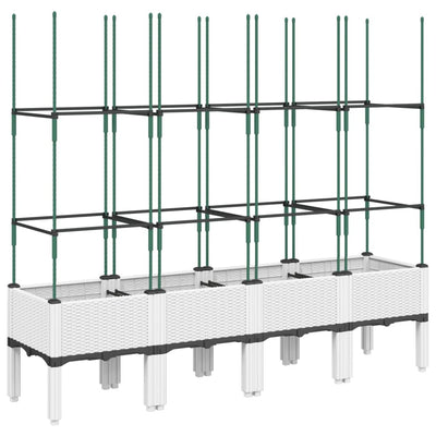 Vidaxl fioriera con latwerk 160x40x142.5 cm Polypropene White