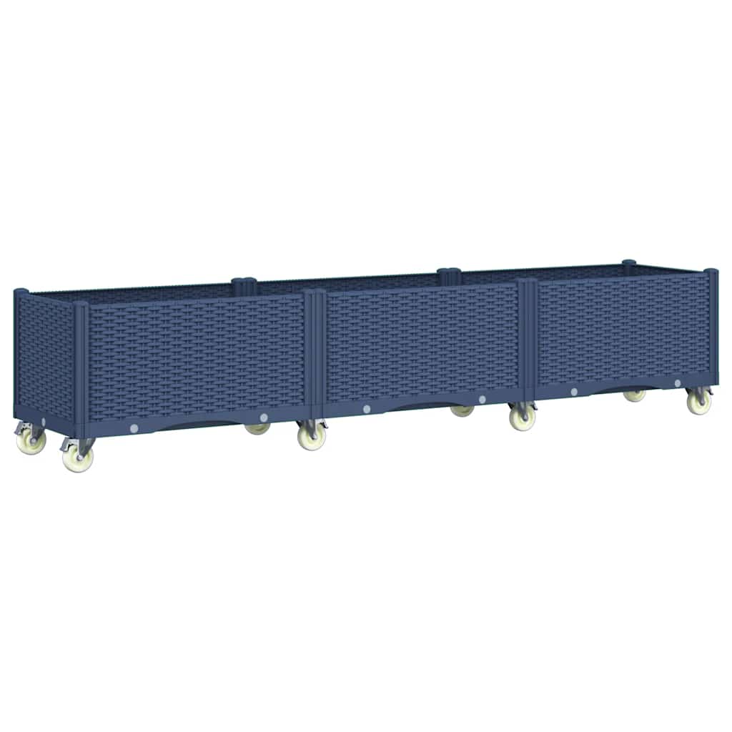 Fioriera Vidaxx con ruote 240x50x54 cm in polipropilene blu-grigio