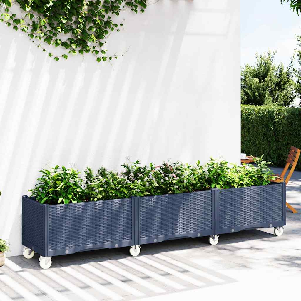 Fioriera Vidaxx con ruote 240x50x54 cm in polipropilene blu-grigio