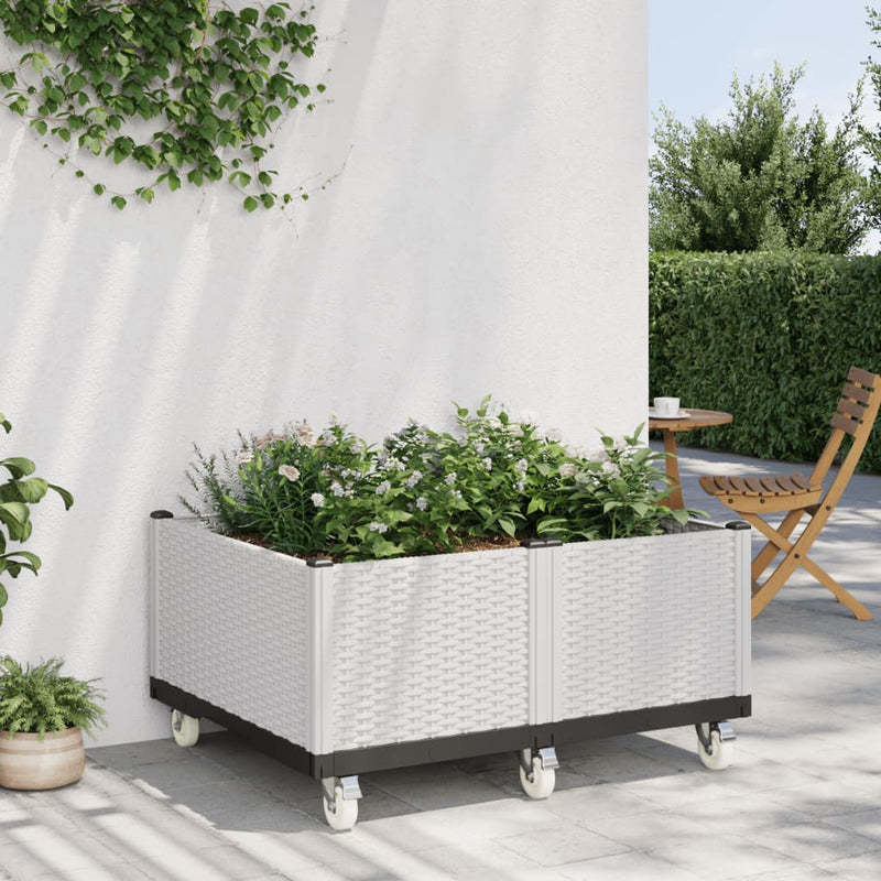 Vidaxl plantenbak met wielen 100x80x54 cm polypropeen wit