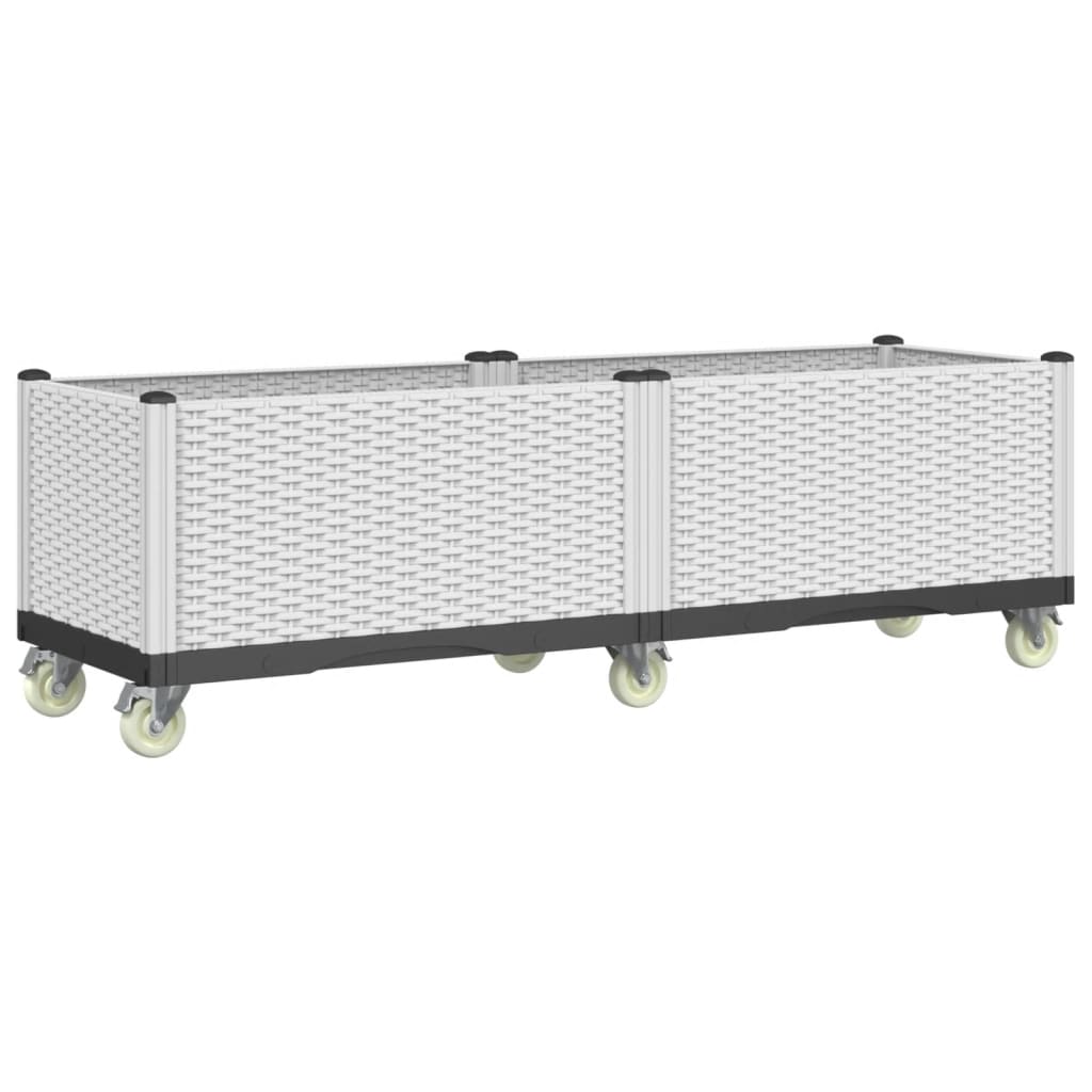 Vidaxl plantenbak met wielen 160x50x54 cm polypropeen wit