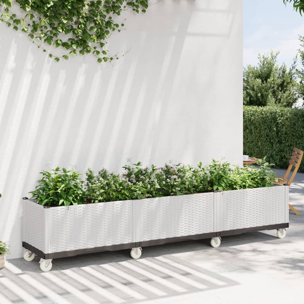 Vidaxl fioriera con ruote 240x50x54 cm Polypropene White