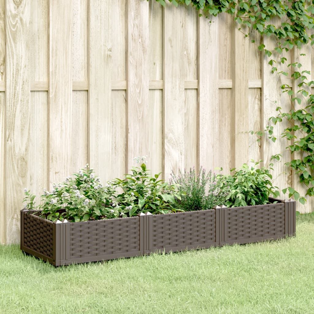 Vidaxl plantenbak met pinnen 125x40x28,5 cm polypropeen bruin