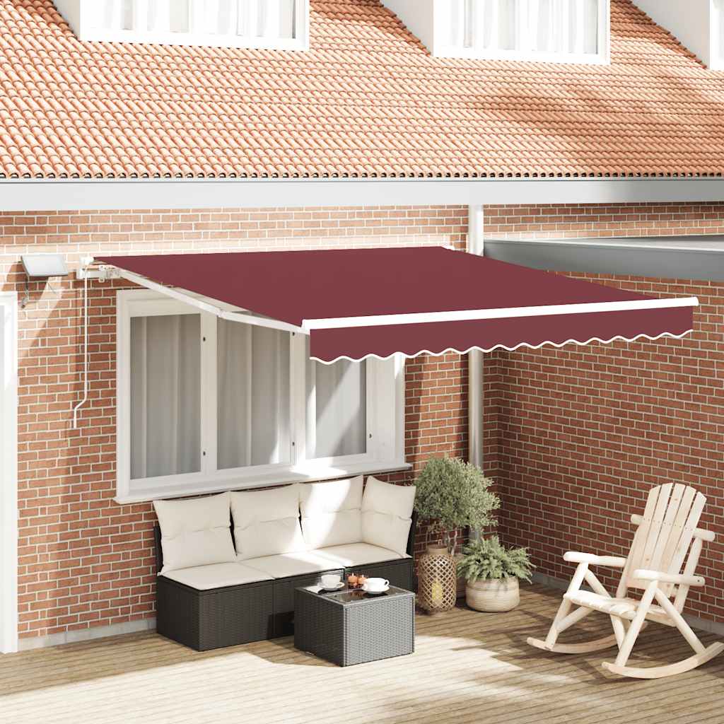 Tenda Vidaxx estensibile manualmente con LED 300x250 cm rosso bordeaux