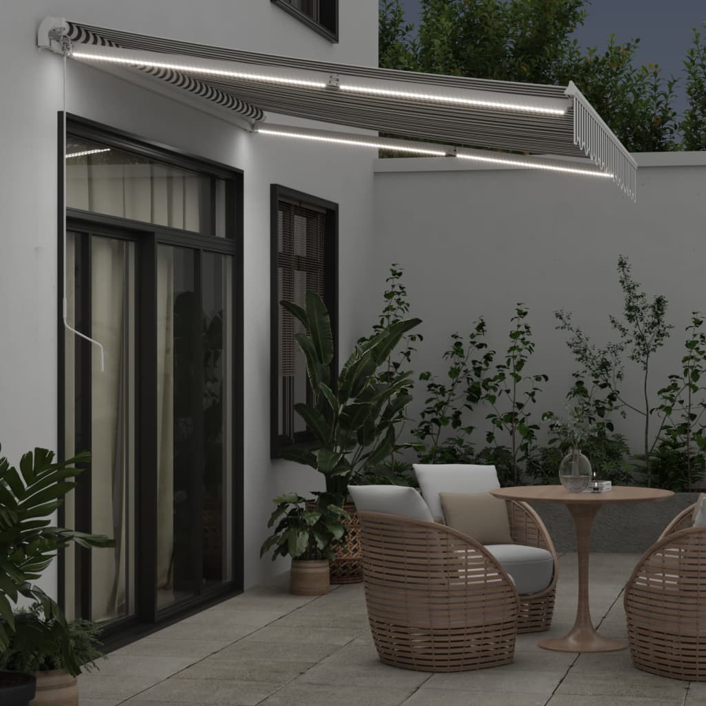 Toldo vidaxx extensible manualmente y LED 350x250 cm antracita y blanco