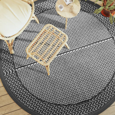 Vidaxl afuera de la alfombra Ø 200 cm gris polipropeno