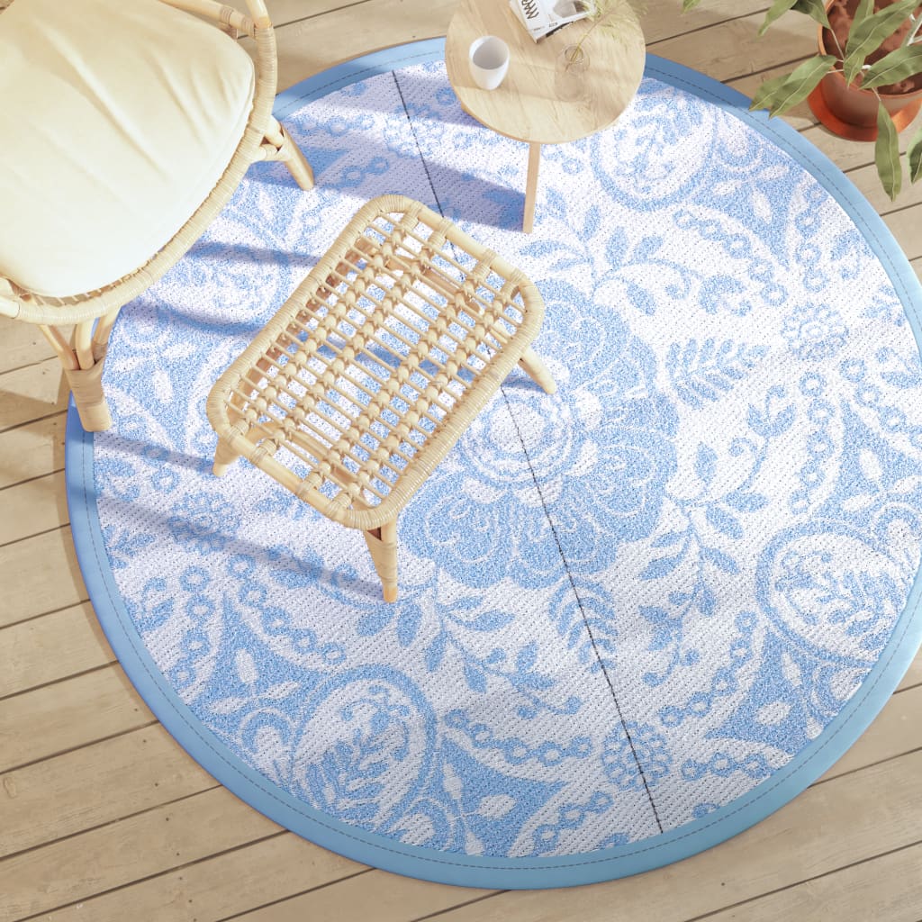 Alfombra al aire libre Vidaxl Ø160 cm polipropeno azul bebé