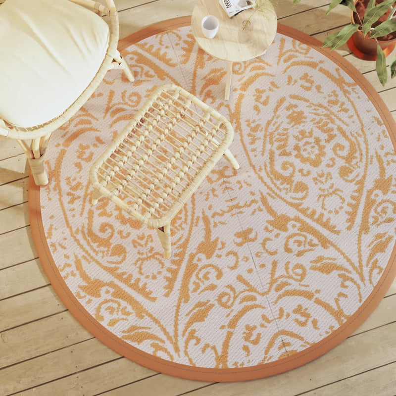Vidaxl Extern Rug Ø160 cm Polypropene Arancione e bianco