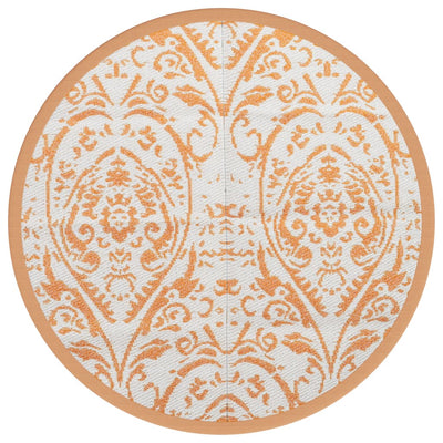 Alfombra al aire libre de Vidaxl Ø200 cm polipropeno naranja y blanco