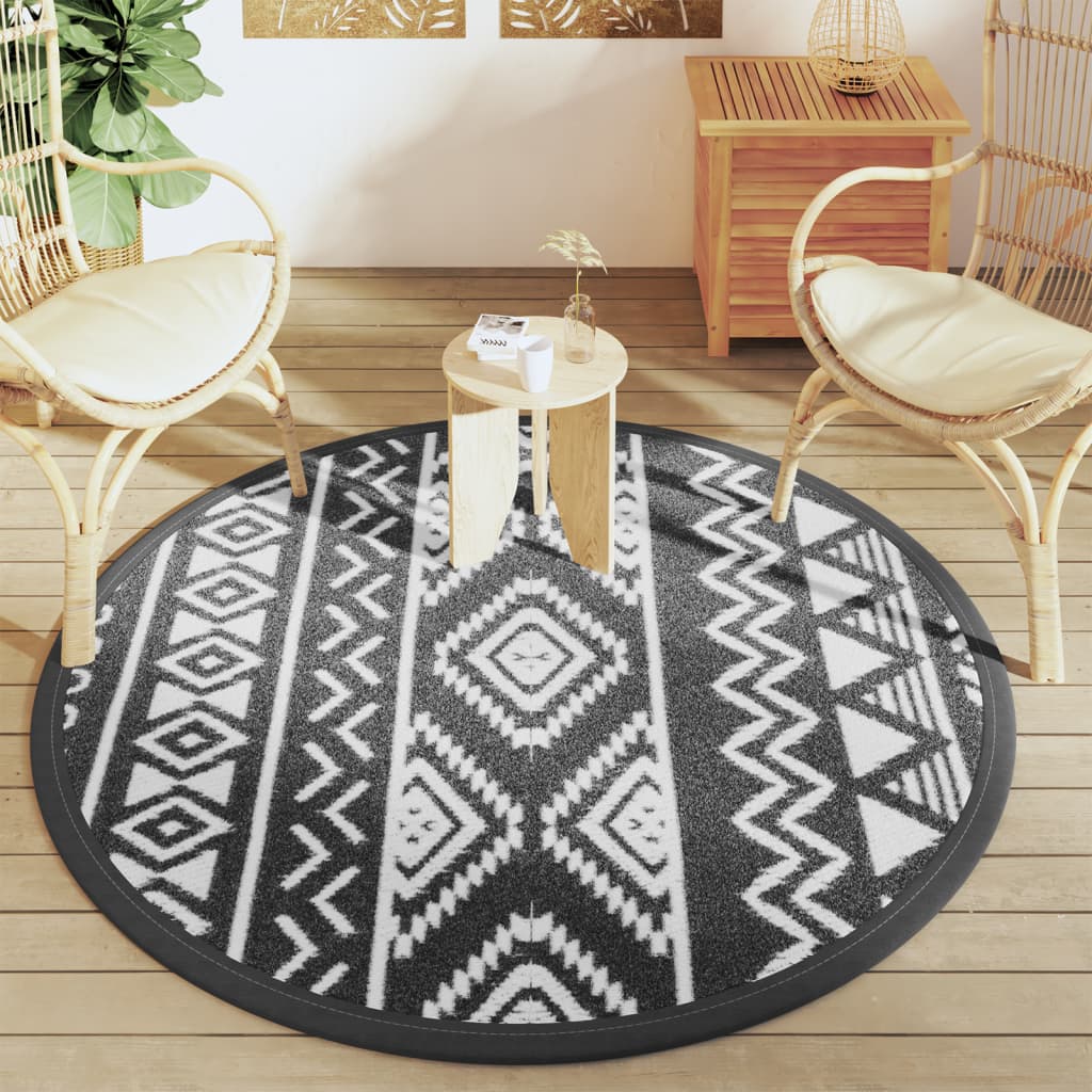 Vidaxl Outside Rug Ø 160 cm Polypropene Nero