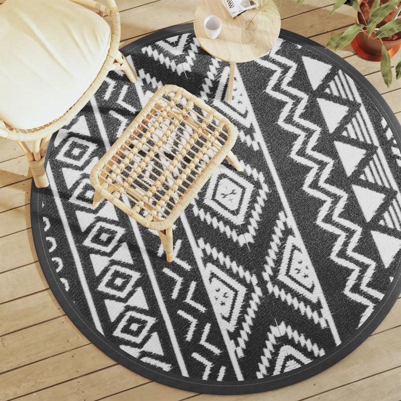 Vidaxl Outside Rug Ø 160 cm Polypropene Nero
