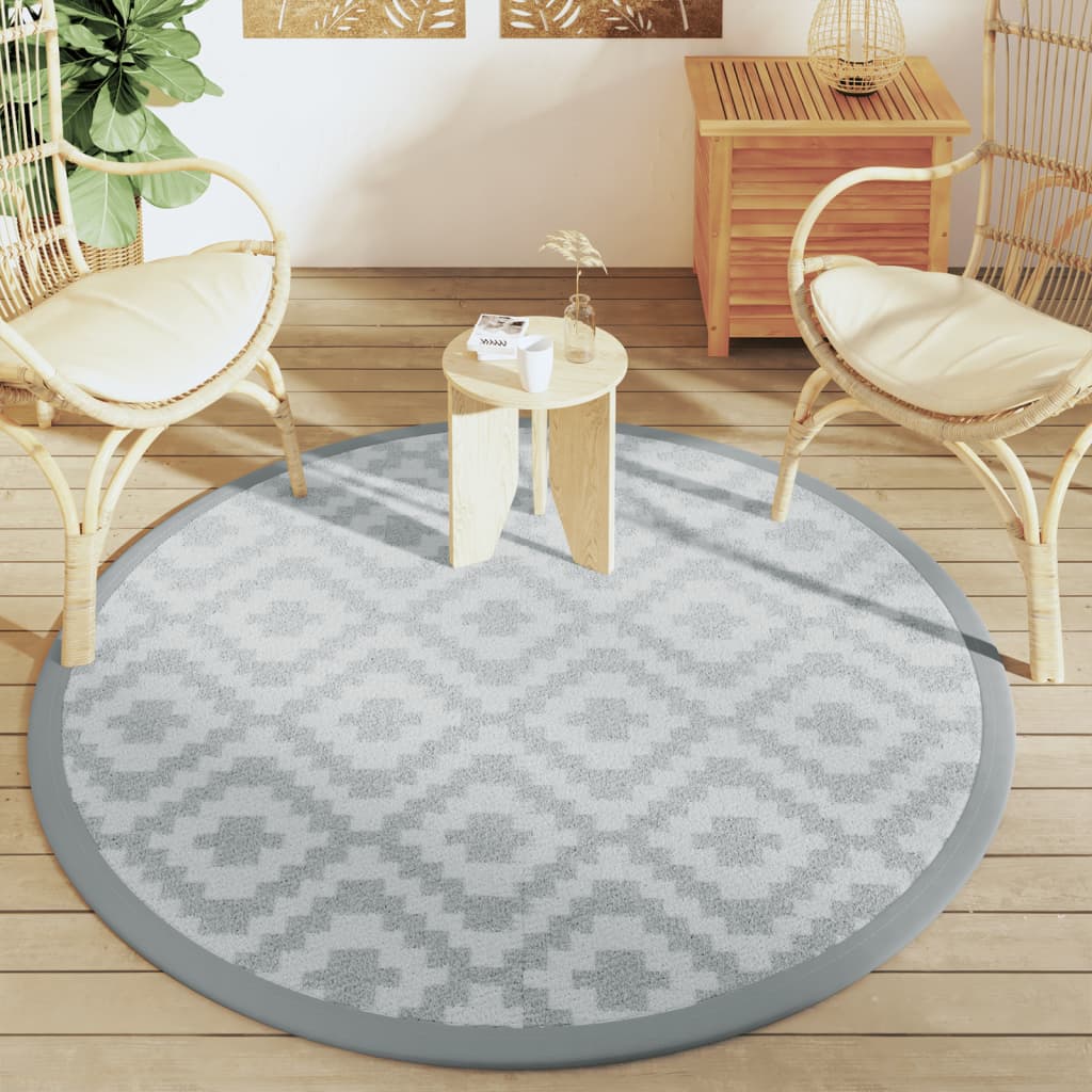 Vidaxl Fuera de la alfombra exterior Ø 160 cm gris polipropeno