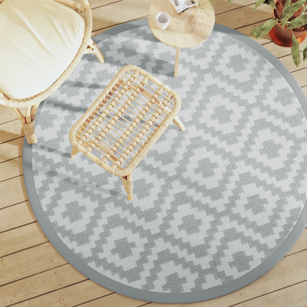 Vidaxl Fuera de la alfombra exterior Ø 160 cm gris polipropeno