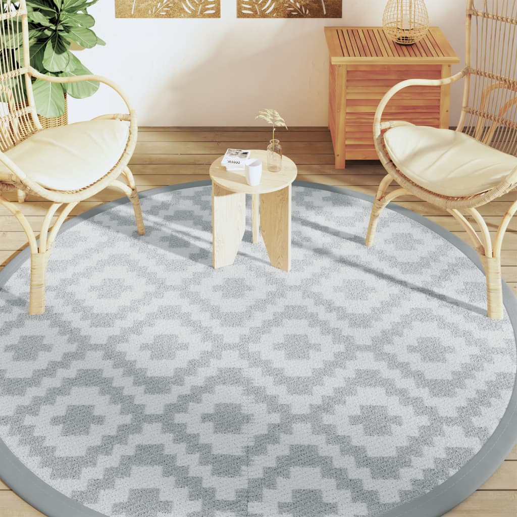 Vidaxl fuori tappeto Ø 200 cm in polipropene grigio