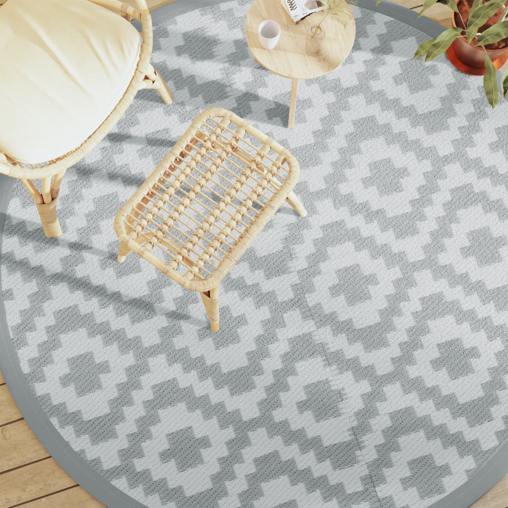 Vidaxl fuori tappeto Ø 200 cm in polipropene grigio