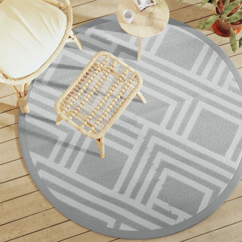 Vidaxl Fuera de la alfombra exterior Ø 160 cm gris polipropeno