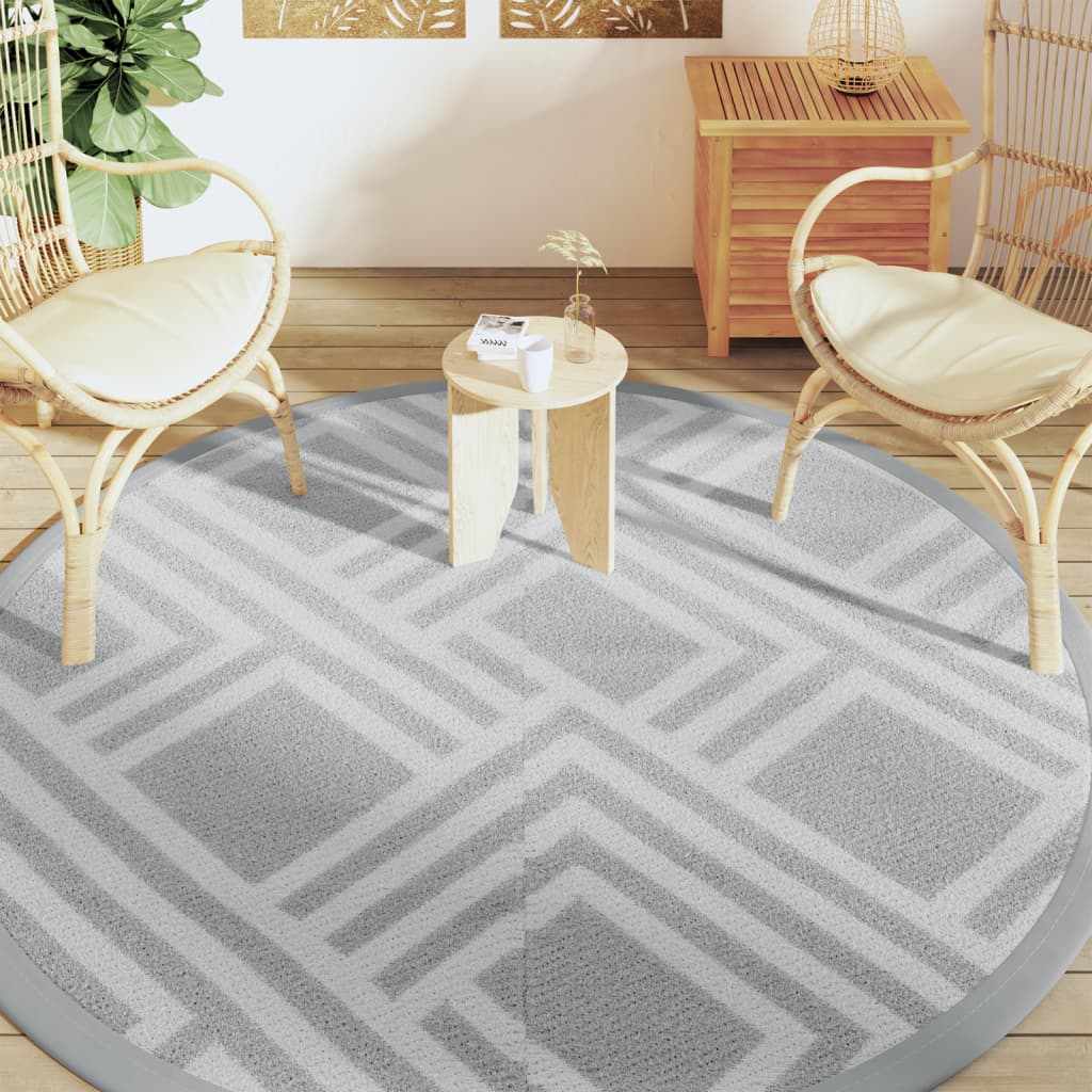 Vidaxl afuera de la alfombra Ø 200 cm gris polipropeno
