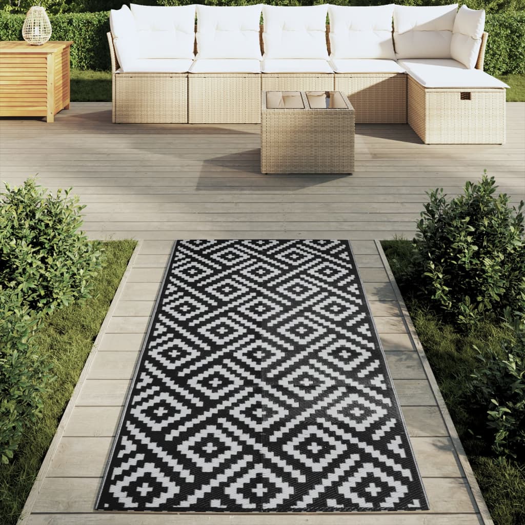 Vidaxl buitenkleed arakil 80x150 cm pp wit en zwart